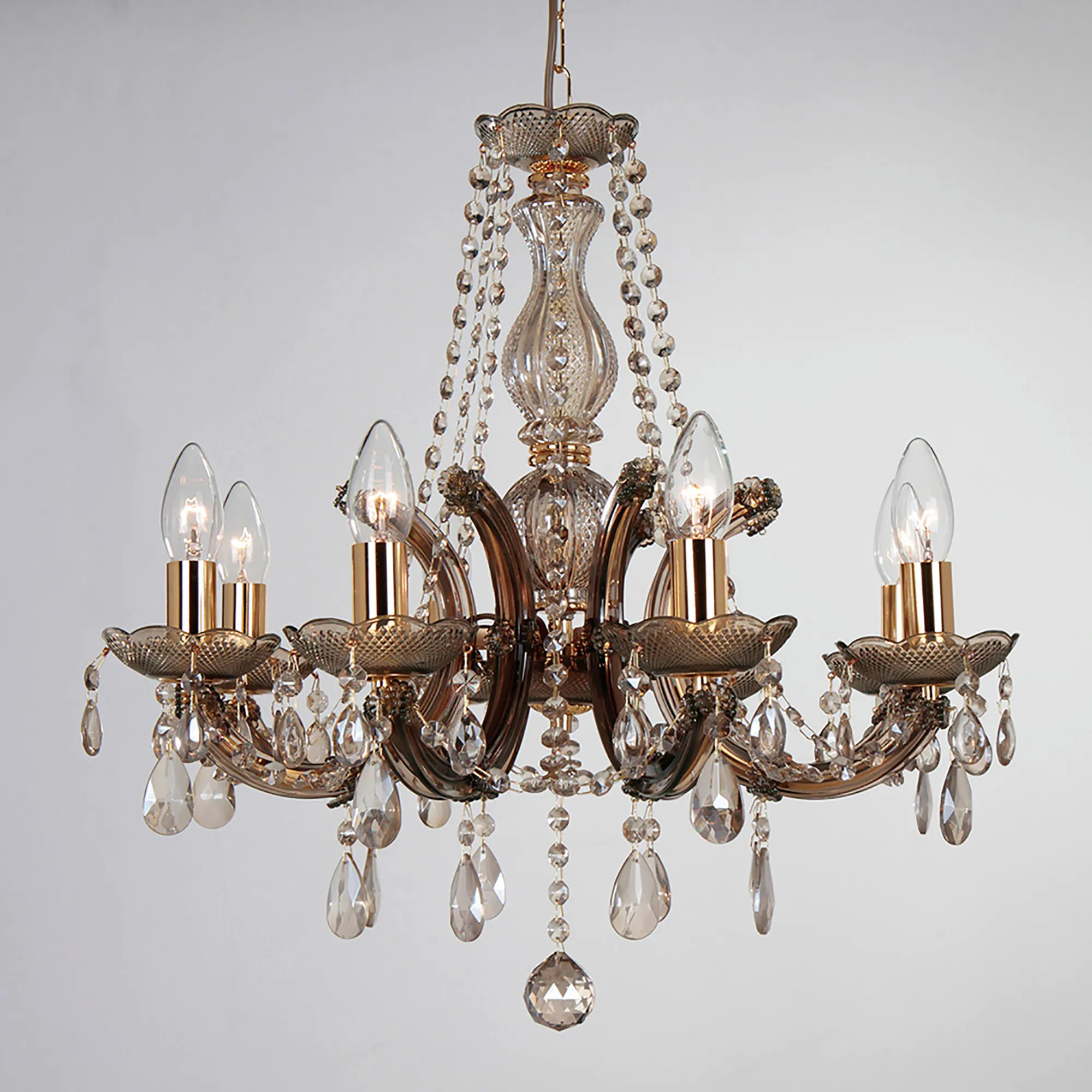 D0023  Gabrielle Glass Chandelier 8 Light (Acrylic Sconce) Mink